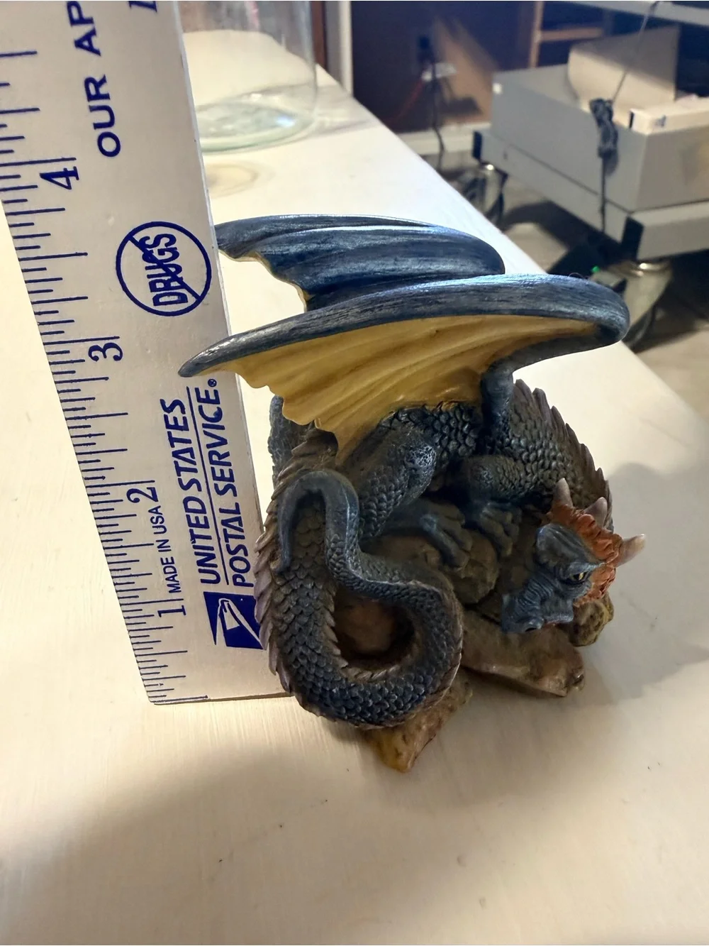 Decorative Dragon Figurine - Blue and Yellow